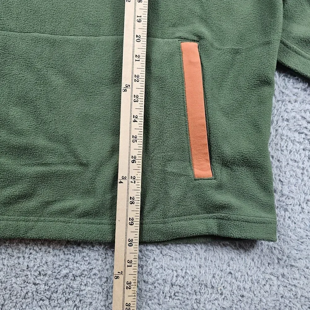 Duluth Trading Sweater Mens Large Green Fleece Pullover 1/4 Button Relaxed Hike